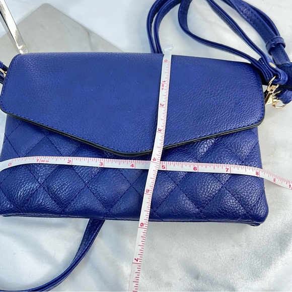 Cobalt Blue Crossbody Bag - Quilted Vegan Leather with Wristlet Strap NWOT - Picture 5 of 6
